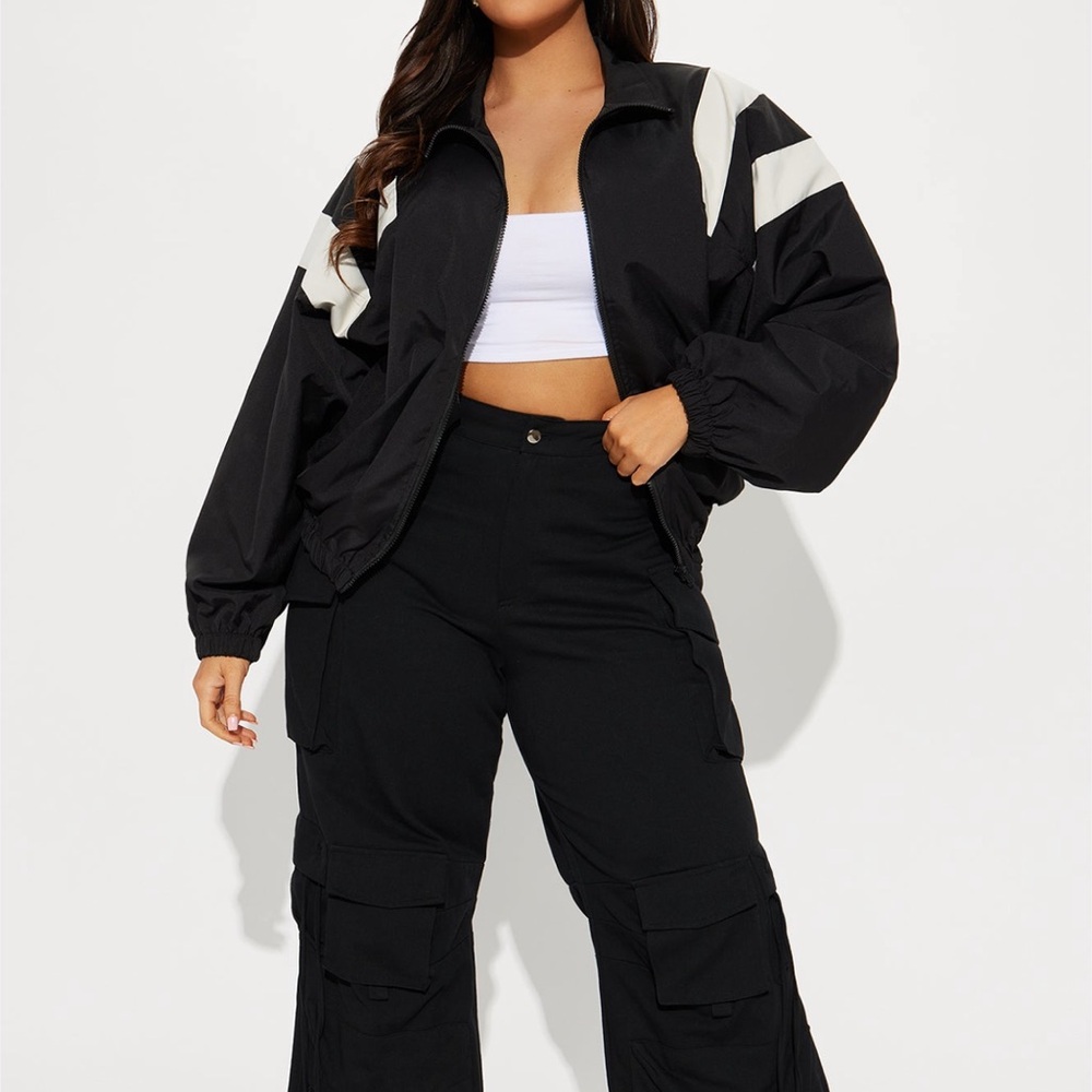 Fashion Nova Black and White Bomber Jacket - Picture 7 of 12